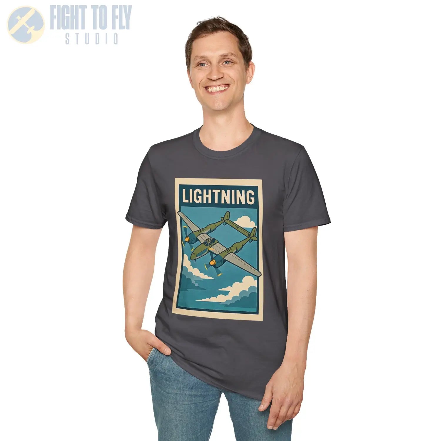 P-38 Lightning Premium Full Graphic T-Shirt - Pilot gifts - WWII warbird t-shirt