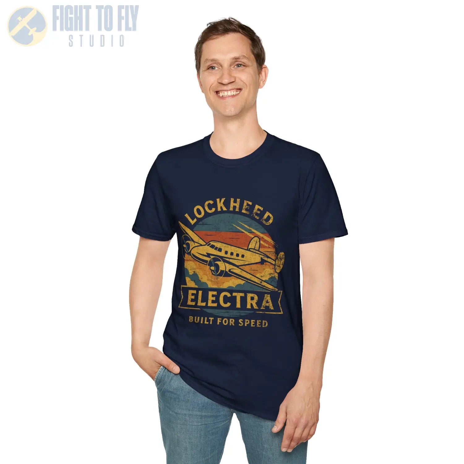 Lockheed Electra “Built for Speed” Retro T-Shirt - Pilot gifts - WWII warbird t-shirt