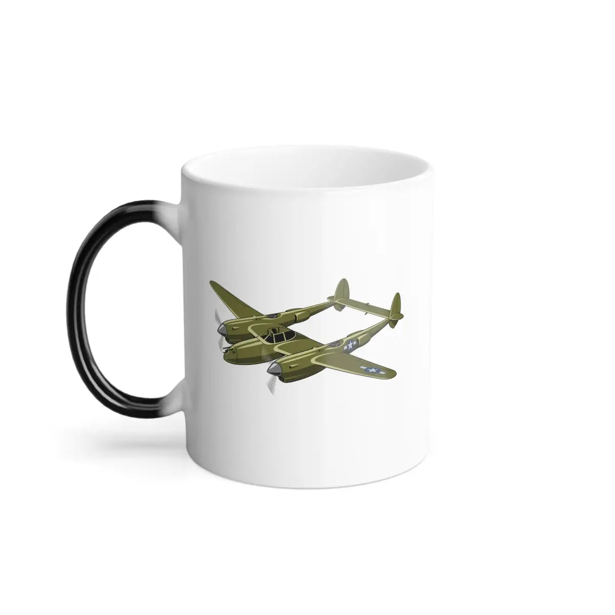 P-38 – WWII Aircraft Mug (Color Changing) - Pilot gifts - warbird t-shirt