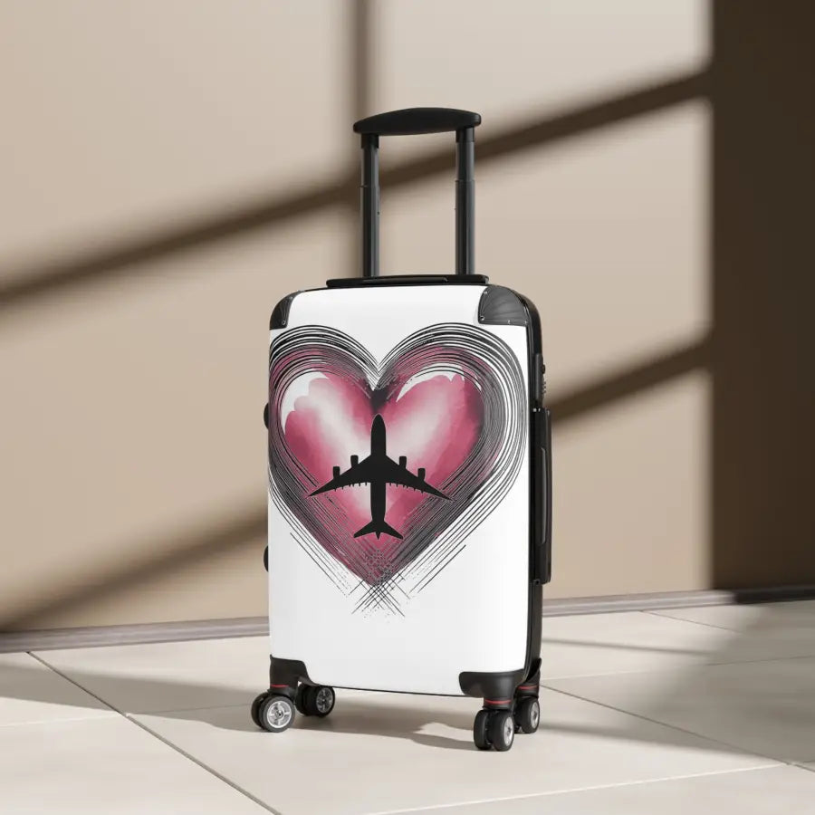 Love Travel Suitcase with Airplane Heart Design - Bags - Pilot gifts - WWII warbird t-shirt