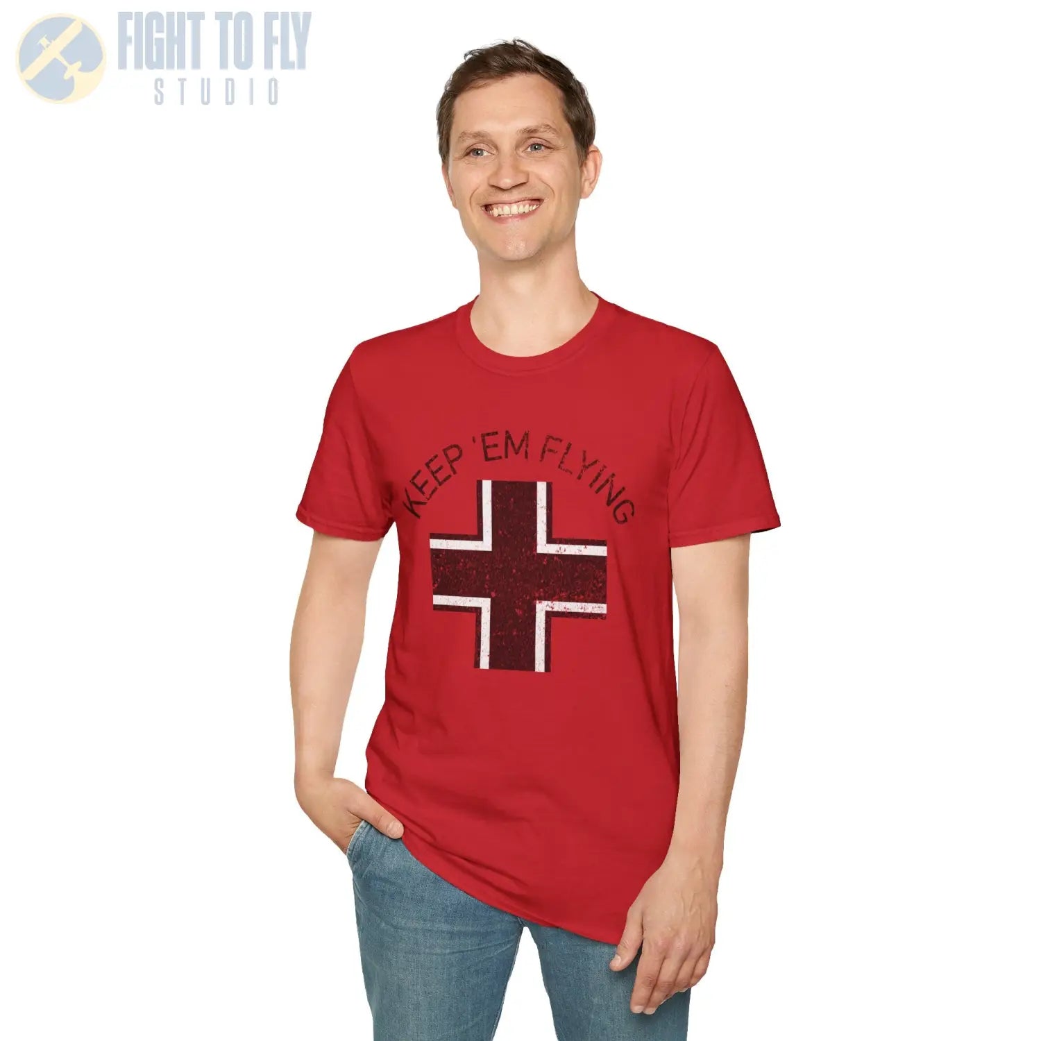 Luftwaffe Balkenkreuz “Keep ’Em Flying” Early War T Shirt Pilot gifts WWII warbird t shirt