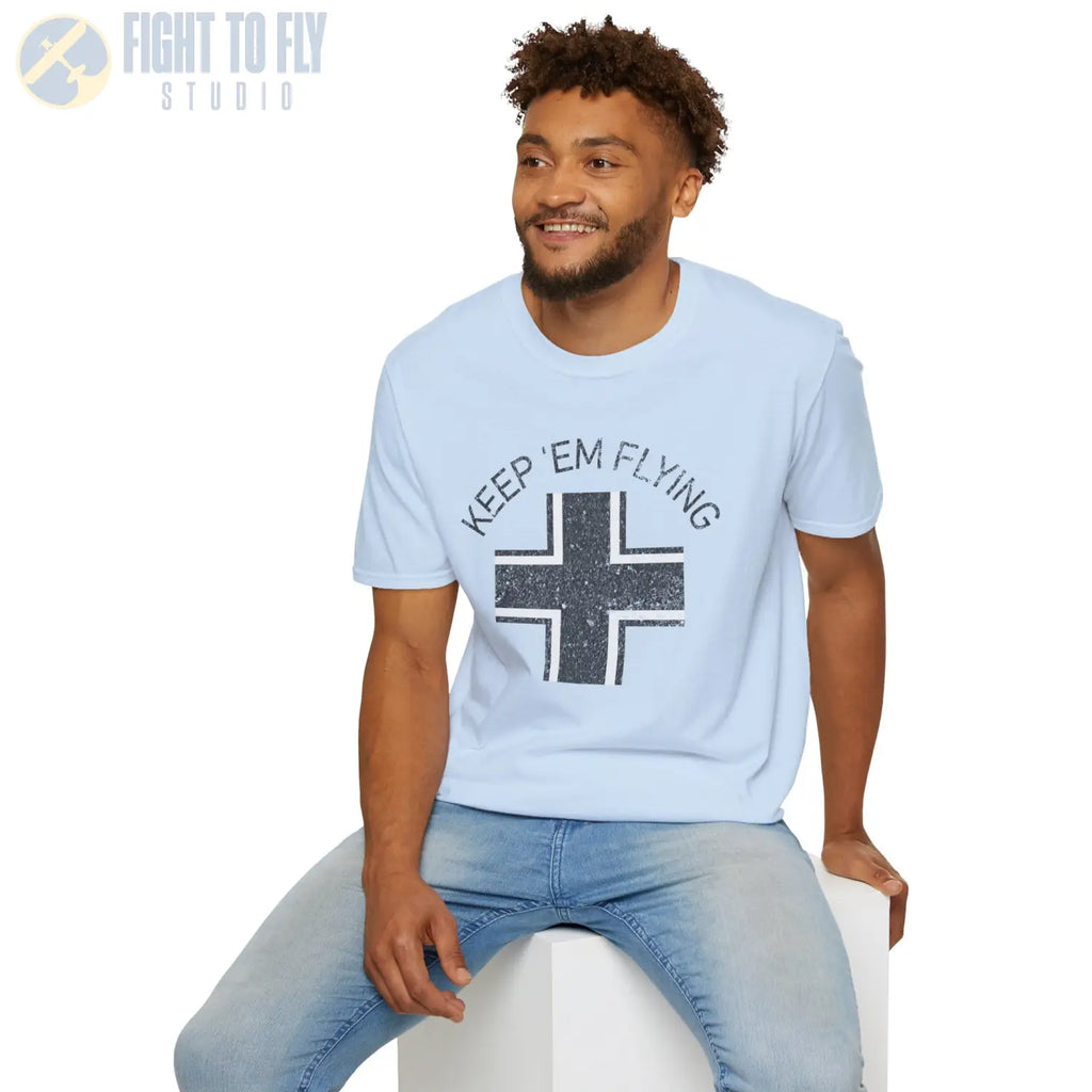 Luftwaffe Balkenkreuz “Keep ’Em Flying” Early War T Shirt Pilot gifts WWII warbird t shirt