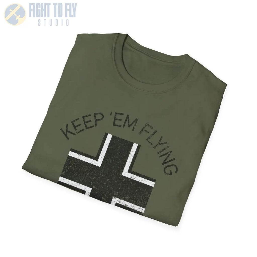 Luftwaffe Balkenkreuz “Keep ’Em Flying” Early War T Shirt Pilot gifts WWII warbird t shirt