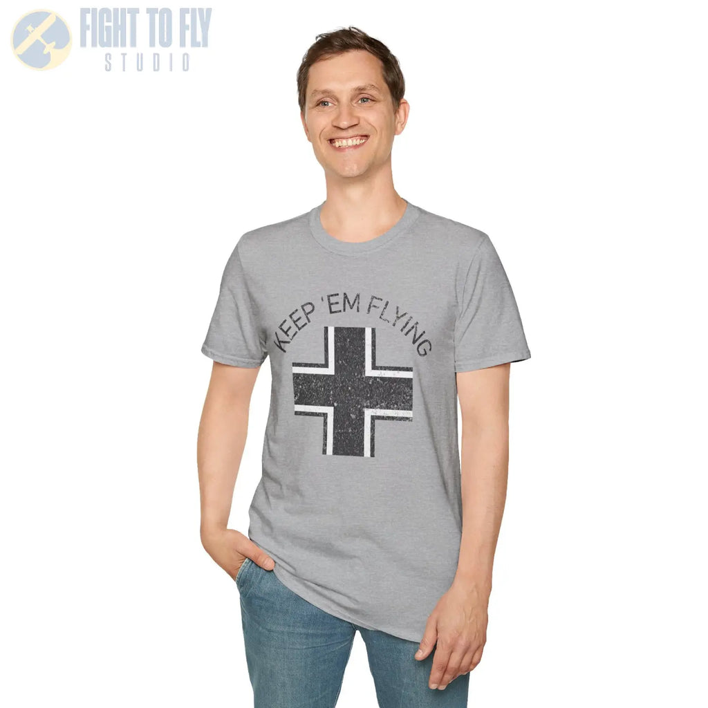 Luftwaffe Balkenkreuz “Keep ’Em Flying” Early War T Shirt Pilot gifts WWII warbird t shirt
