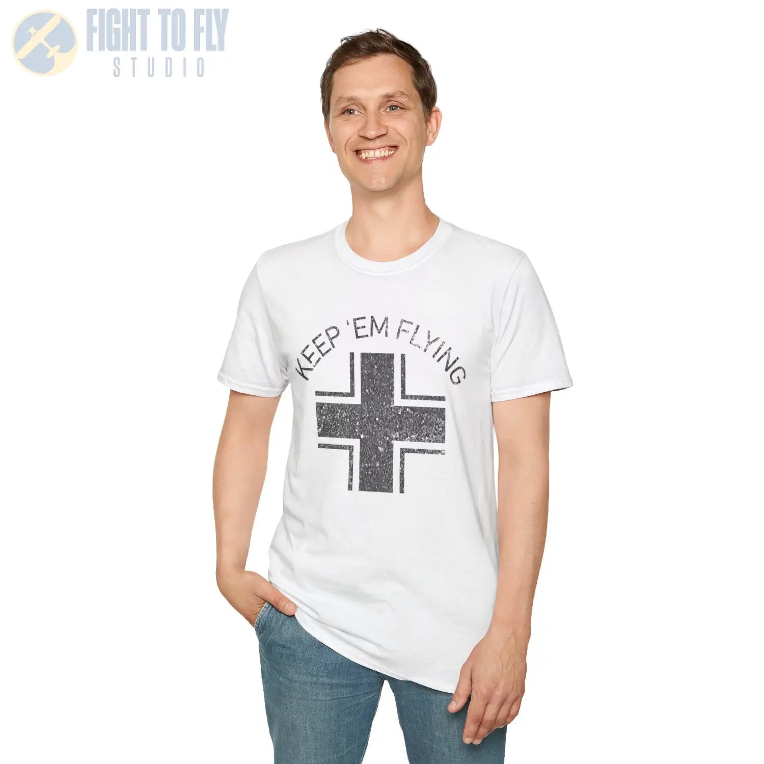 Luftwaffe Balkenkreuz “Keep ’Em Flying” Early War T Shirt Pilot gifts WWII warbird t shirt