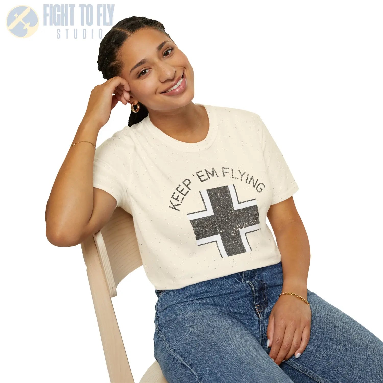 Luftwaffe Balkenkreuz “Keep ’Em Flying” Mid War T Shirt Pilot gifts WWII warbird t shirt