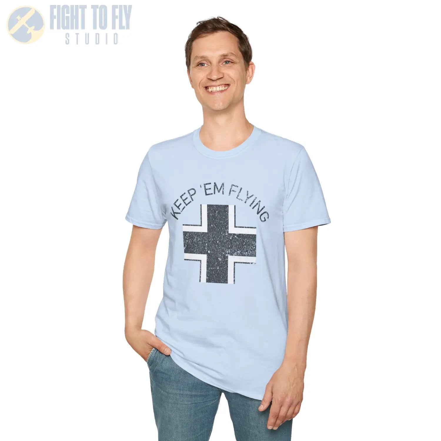 Luftwaffe Balkenkreuz “Keep ’Em Flying” Mid War T Shirt Pilot gifts WWII warbird t shirt