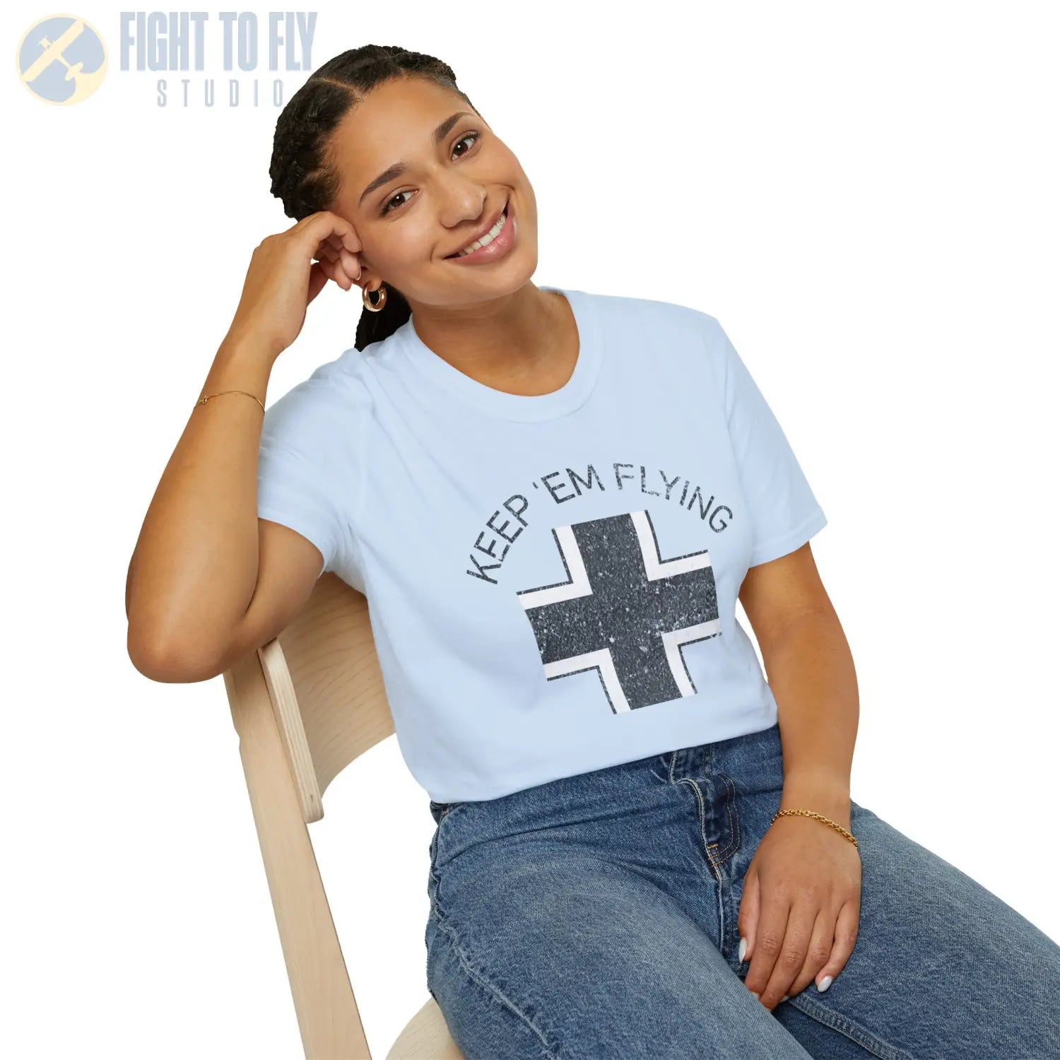 Luftwaffe Balkenkreuz “Keep ’Em Flying” Mid War T Shirt Pilot gifts WWII warbird t shirt