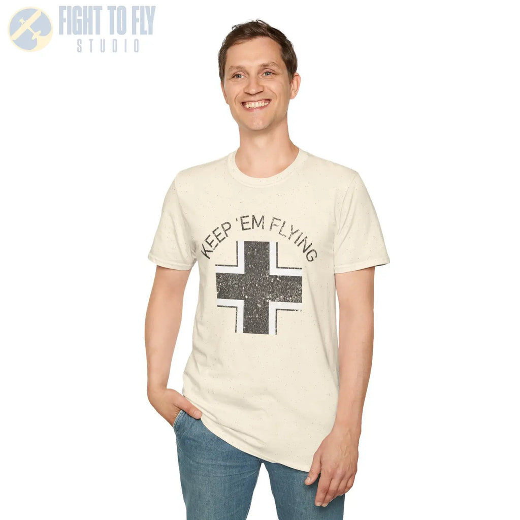 Luftwaffe Balkenkreuz “Keep ’Em Flying” Mid War T Shirt Pilot gifts WWII warbird t shirt