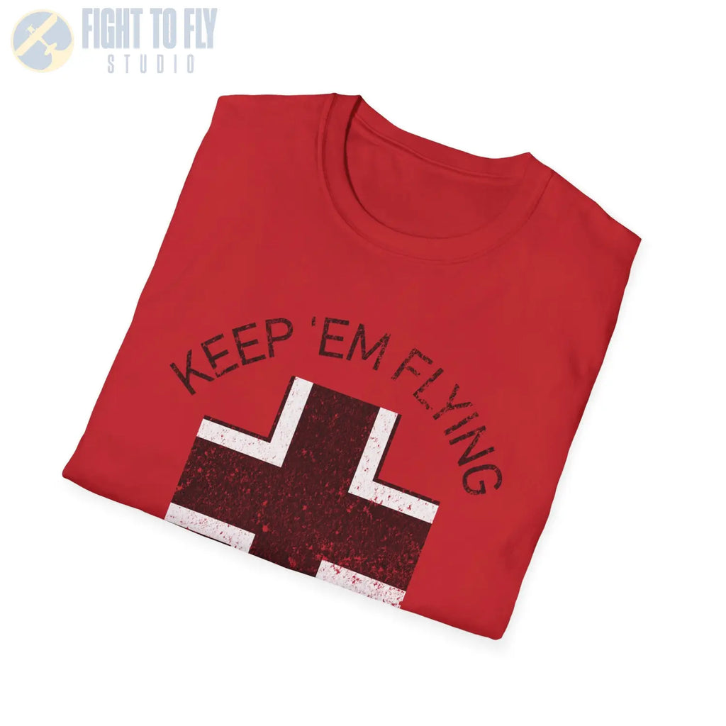 Luftwaffe Balkenkreuz “Keep ’Em Flying” Mid War T Shirt Pilot gifts WWII warbird t shirt