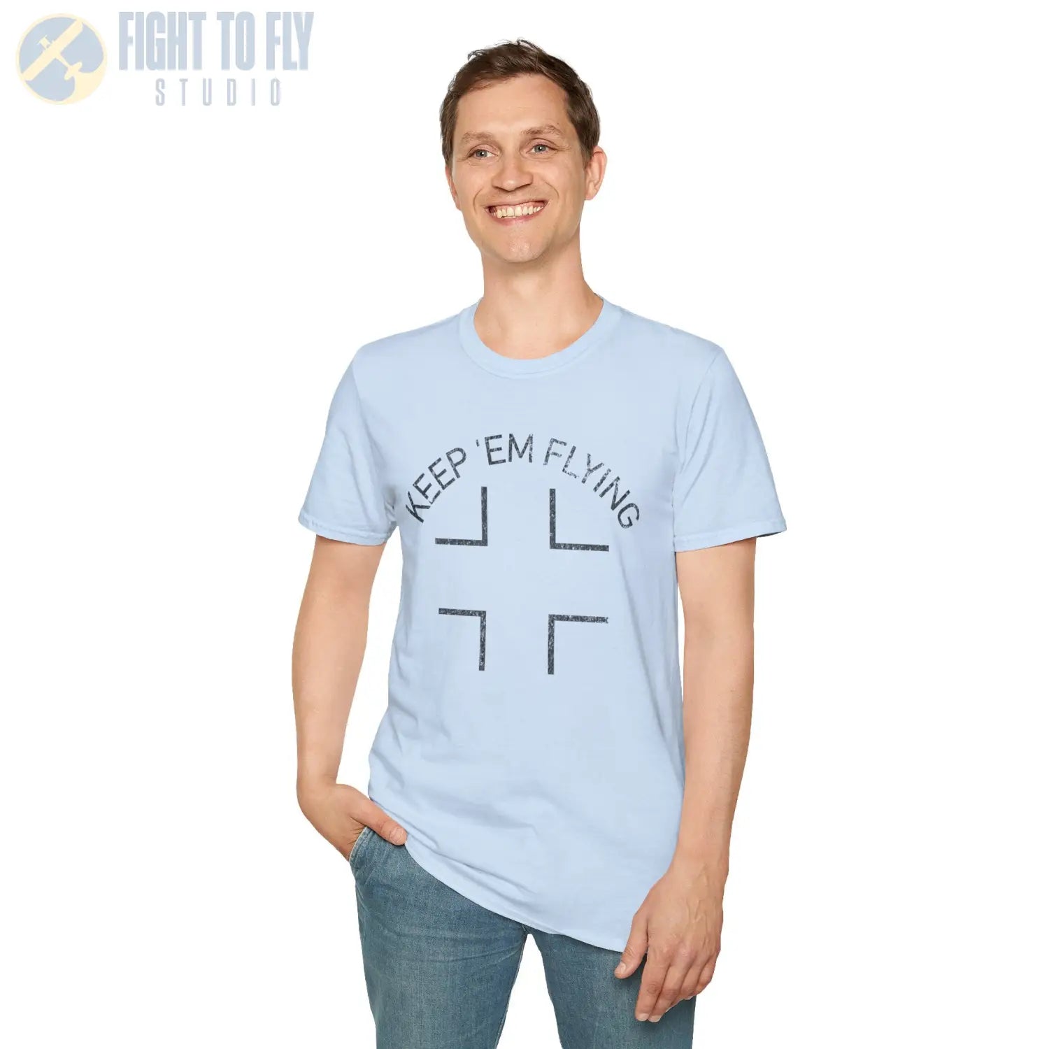 Luftwaffe Balkenkreuz “Keep ’Em Flying” Upper Wing Variant T Shirt Pilot gifts WWII warbird t shirt