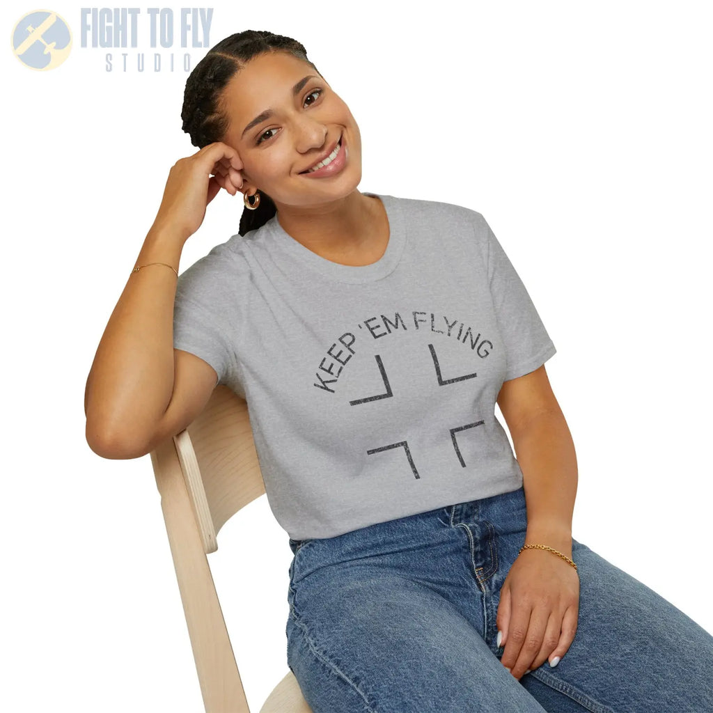 Luftwaffe Balkenkreuz “Keep ’Em Flying” Upper Wing Variant T Shirt Pilot gifts WWII warbird t shirt