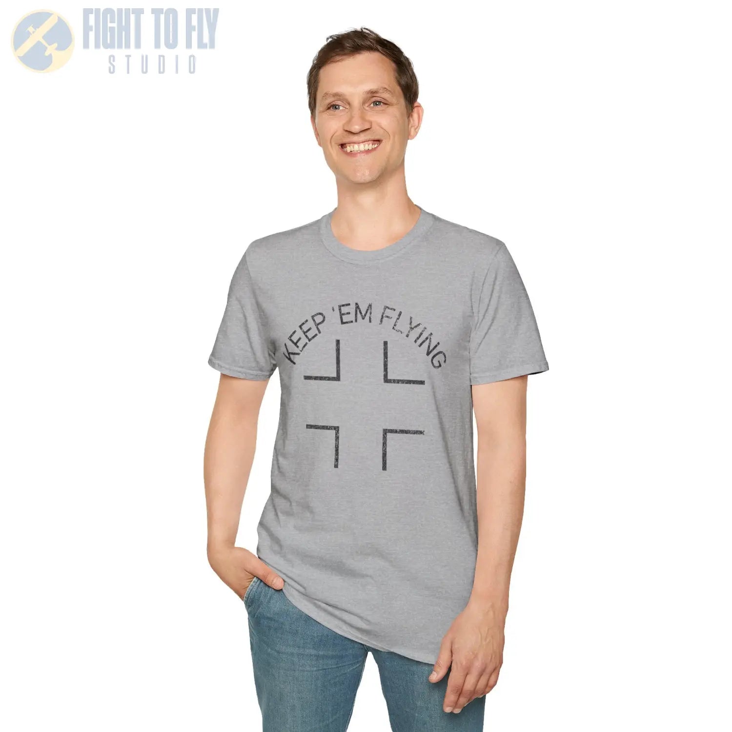 Luftwaffe Balkenkreuz “Keep ’Em Flying” Upper Wing Variant T Shirt Pilot gifts WWII warbird t shirt