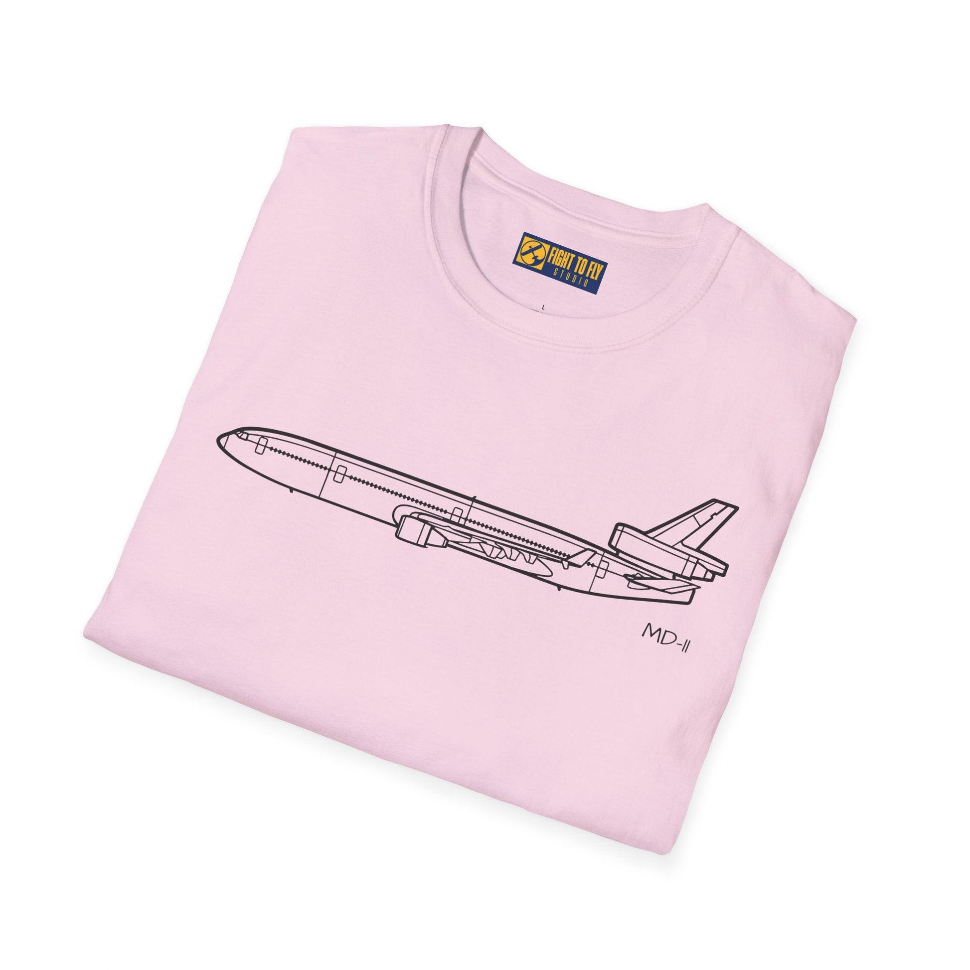 MD-11 T-Shirt – Trijet Widebody Jet Side Profile Aviation Tee - Pilot gifts - WWII warbird t-shirt
