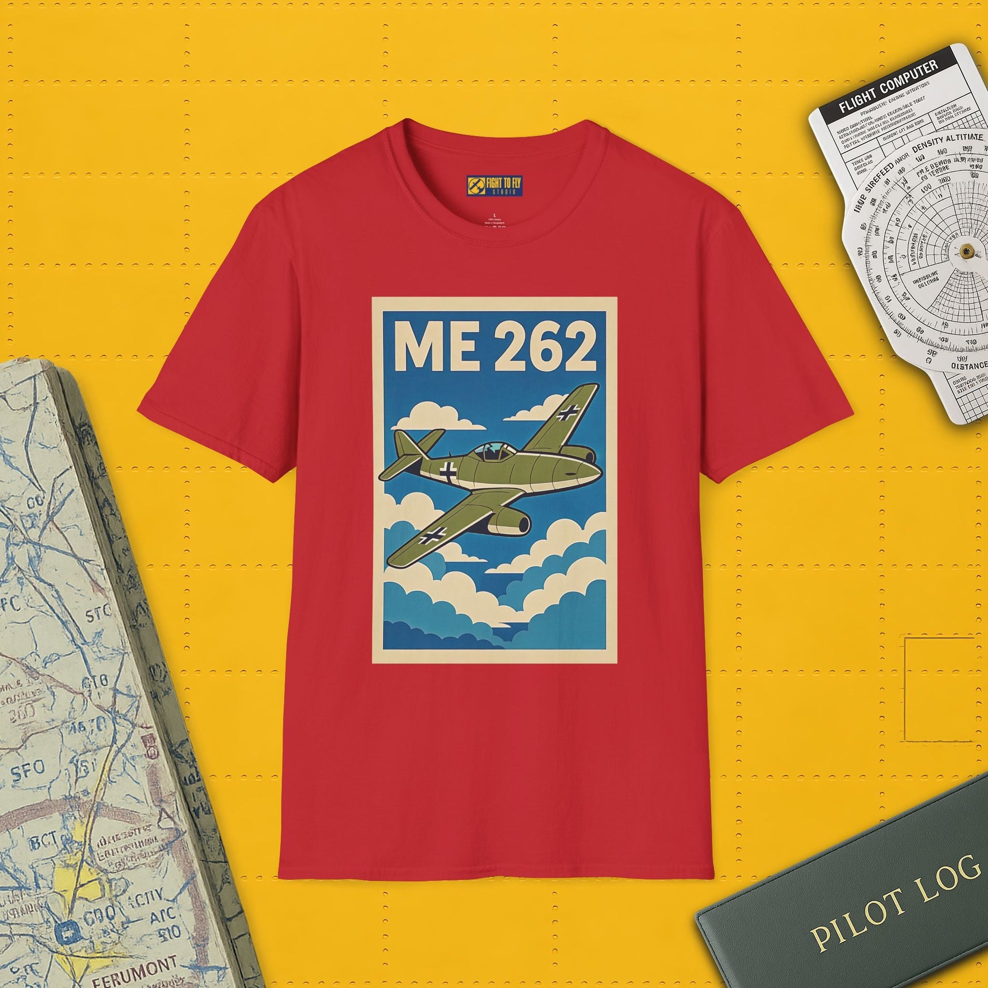 Me 262 Premium T-Shirt – WWII Jet Fighter Full Graphic Aviation Tee - Pilot gifts - warbird t-shirt