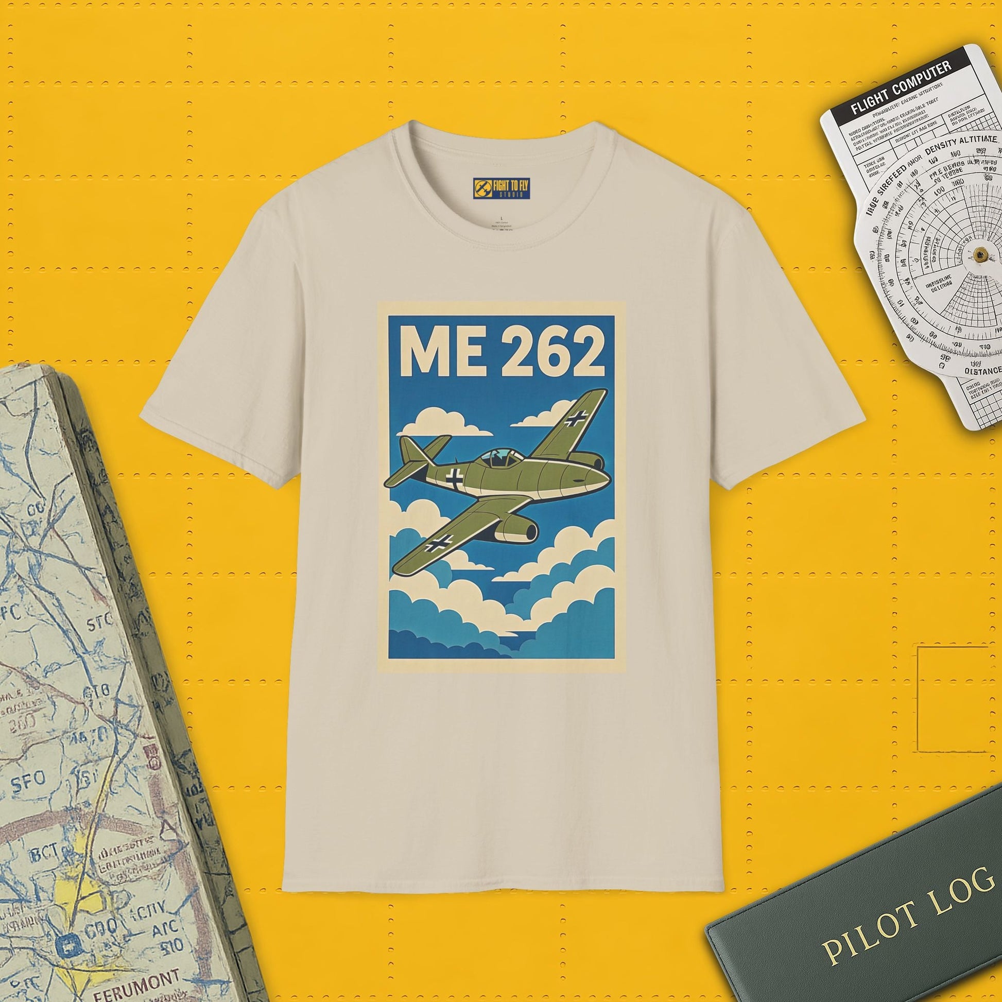 Me 262 Premium T-Shirt – WWII Jet Fighter Full Graphic Aviation Tee - Pilot gifts - warbird t-shirt