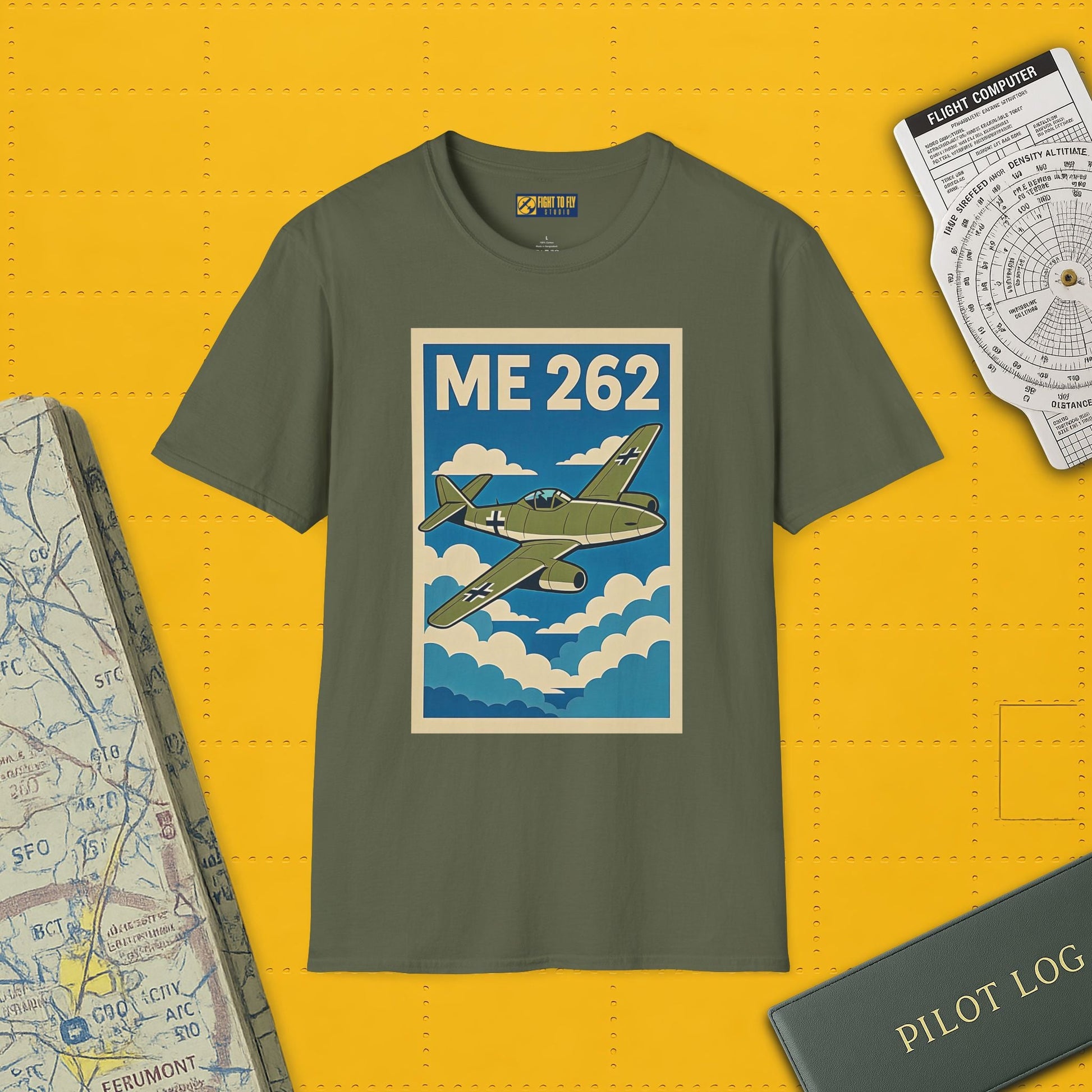 Me 262 Premium T-Shirt – WWII Jet Fighter Full Graphic Aviation Tee - Pilot gifts - warbird t-shirt