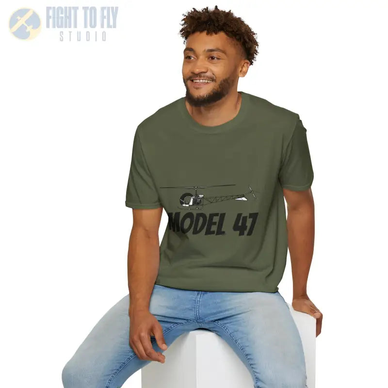 Model 47 Side Profile T-Shirt – Classic Bubble Canopy Helicopter Tee - Pilot gifts - WWII warbird t-shirt