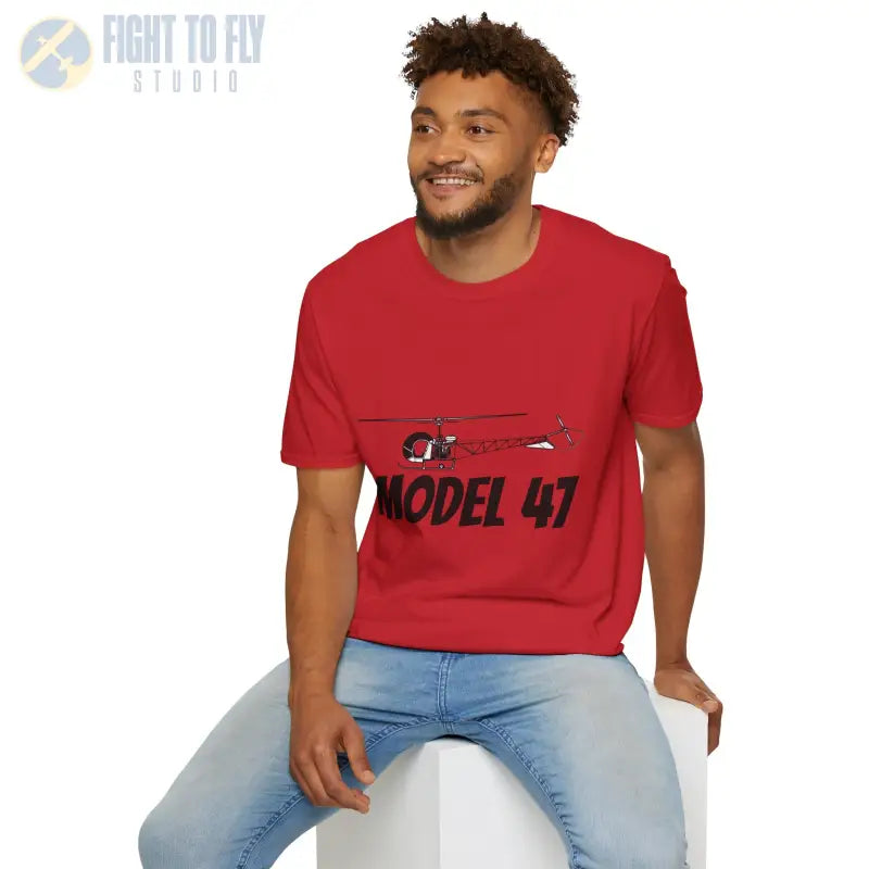 Model 47 Side Profile T-Shirt – Classic Bubble Canopy Helicopter Tee - Pilot gifts - WWII warbird t-shirt