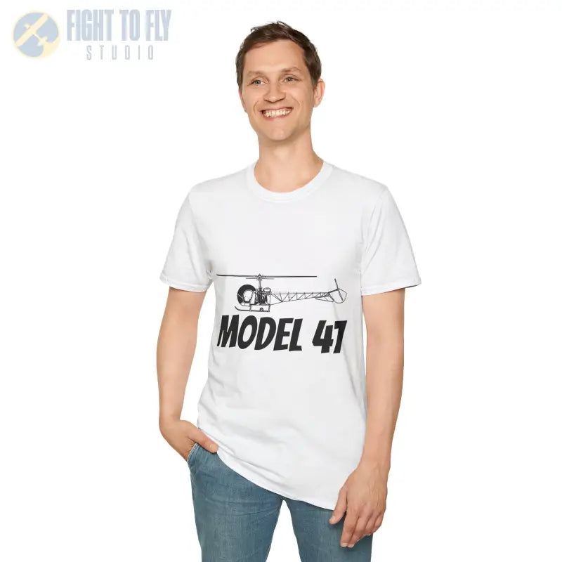 Model 47 Side Profile T-Shirt – Classic Bubble Canopy Helicopter Tee - Pilot gifts - WWII warbird t-shirt