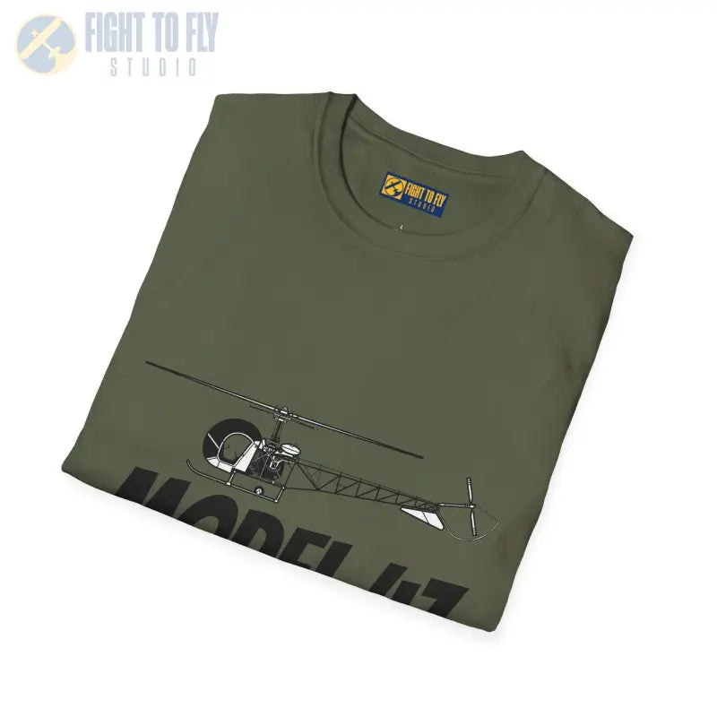 Model 47 Side Profile T-Shirt – Classic Bubble Canopy Helicopter Tee - Pilot gifts - WWII warbird t-shirt