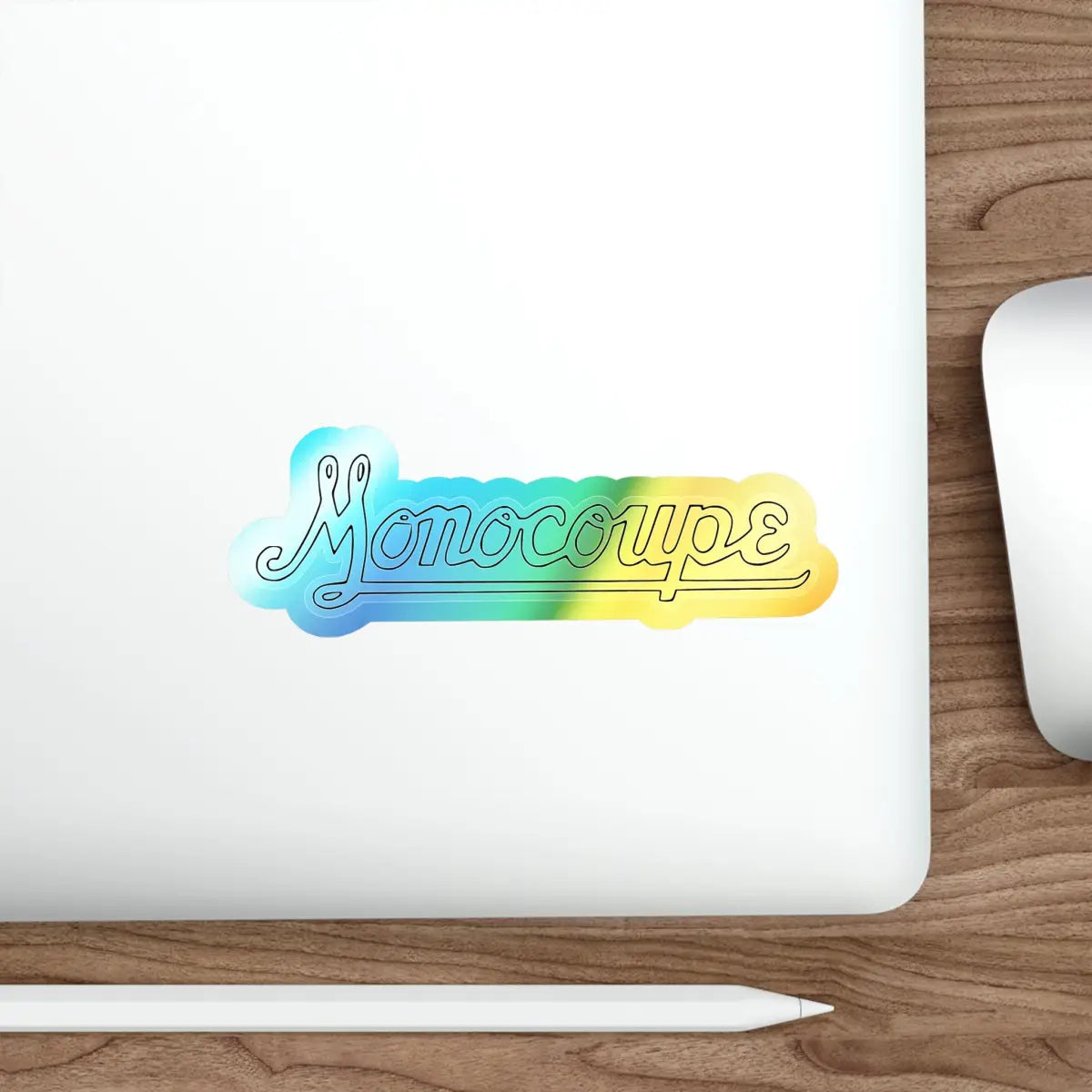 Monocoupe Logo - Holographic Die-Cut Stickers - Paper products - Pilot gifts - WWII warbird t-shirt