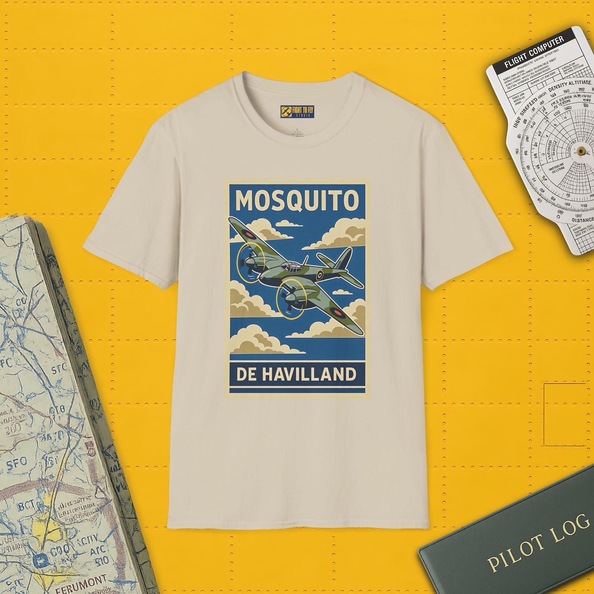 Mosquito Premium T Shirt – Twin Engine Wooden Wonder Full Graphic WWII Tee Pilot gifts warbird t shirt