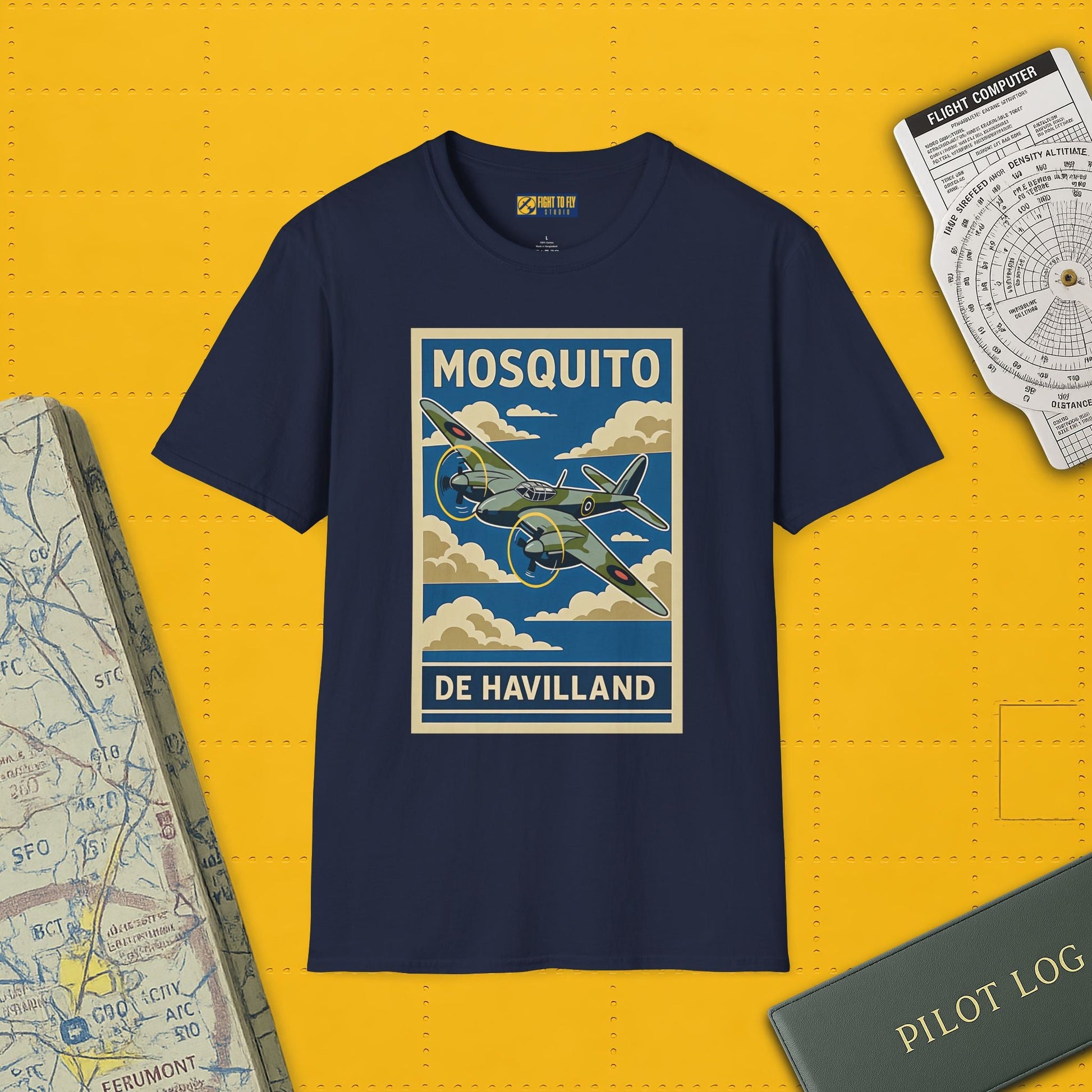 Mosquito Premium T Shirt – Twin Engine Wooden Wonder Full Graphic WWII Tee Pilot gifts warbird t shirt