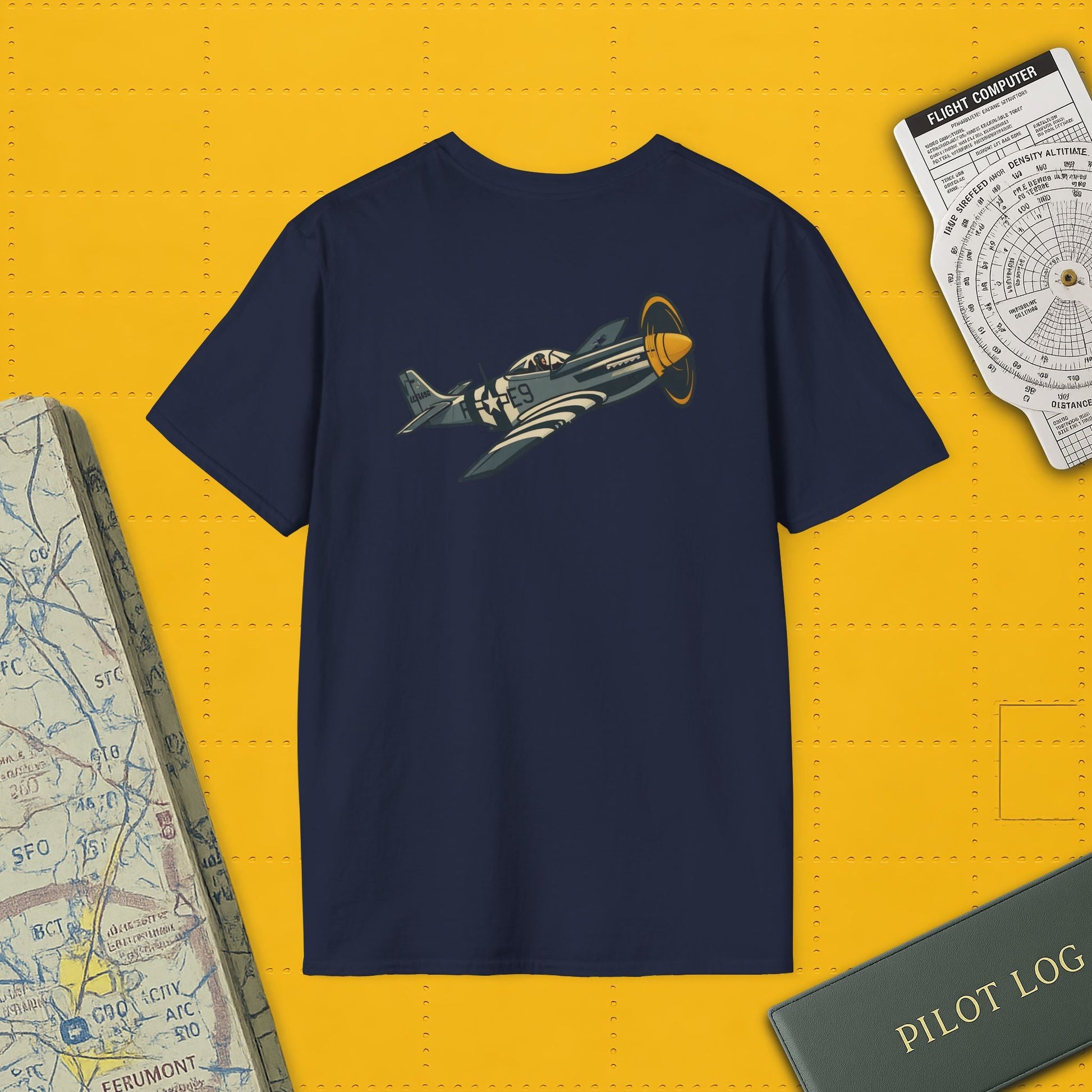 Mustang Premium T-Shirt – Long-Range Escort Fighter Full Graphic WWII Tee - Pilot gifts - warbird t-shirt