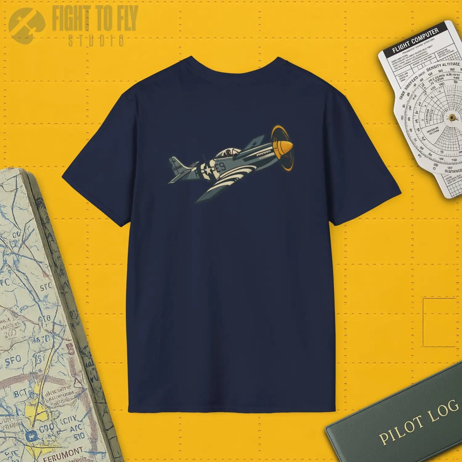 P-51D Mustang Premium Full Graphic T-Shirt - Pilot gifts - WWII warbird t-shirt