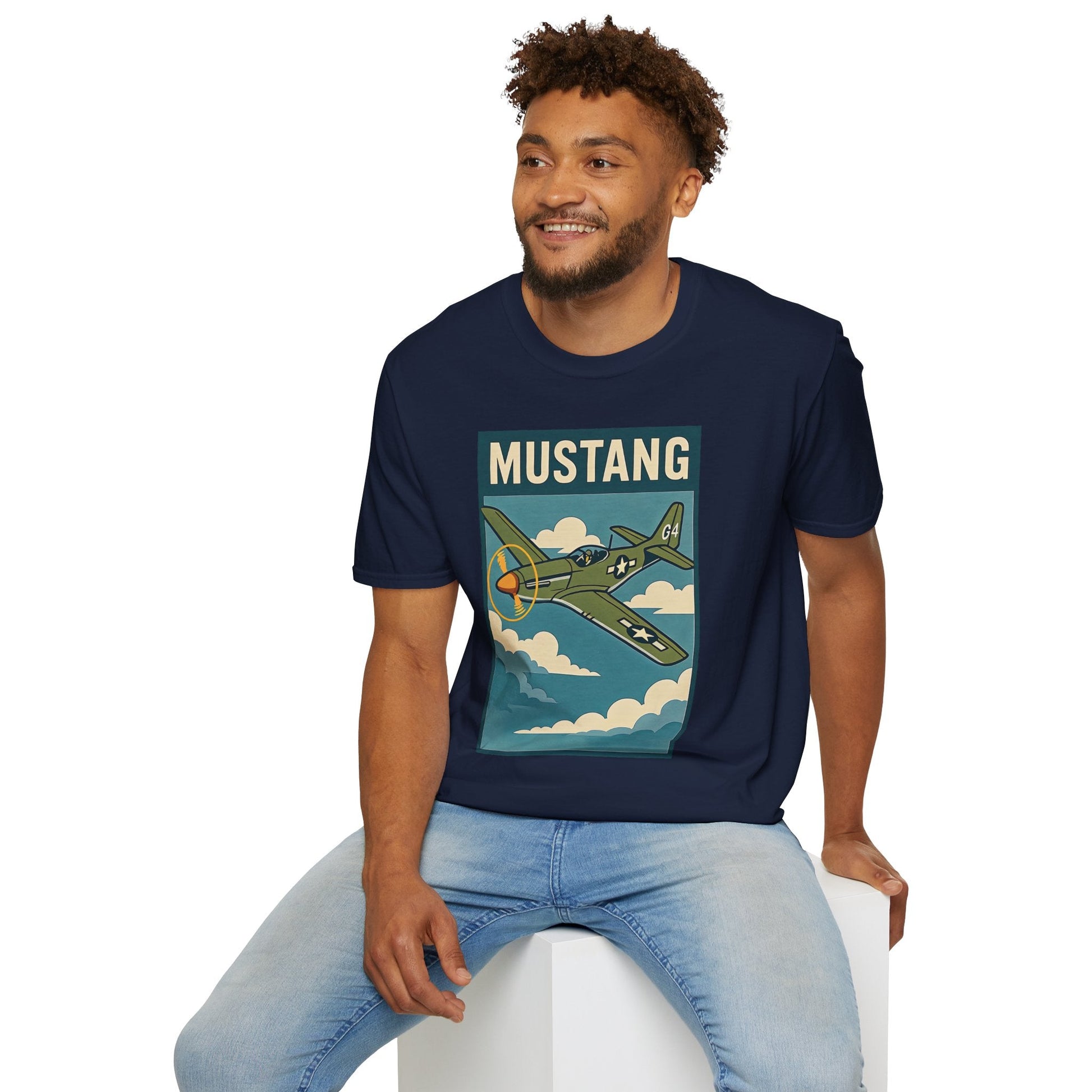 Mustang Premium T-Shirt – Long-Range Escort Fighter Full Graphic WWII Tee - Pilot gifts - warbird t-shirt