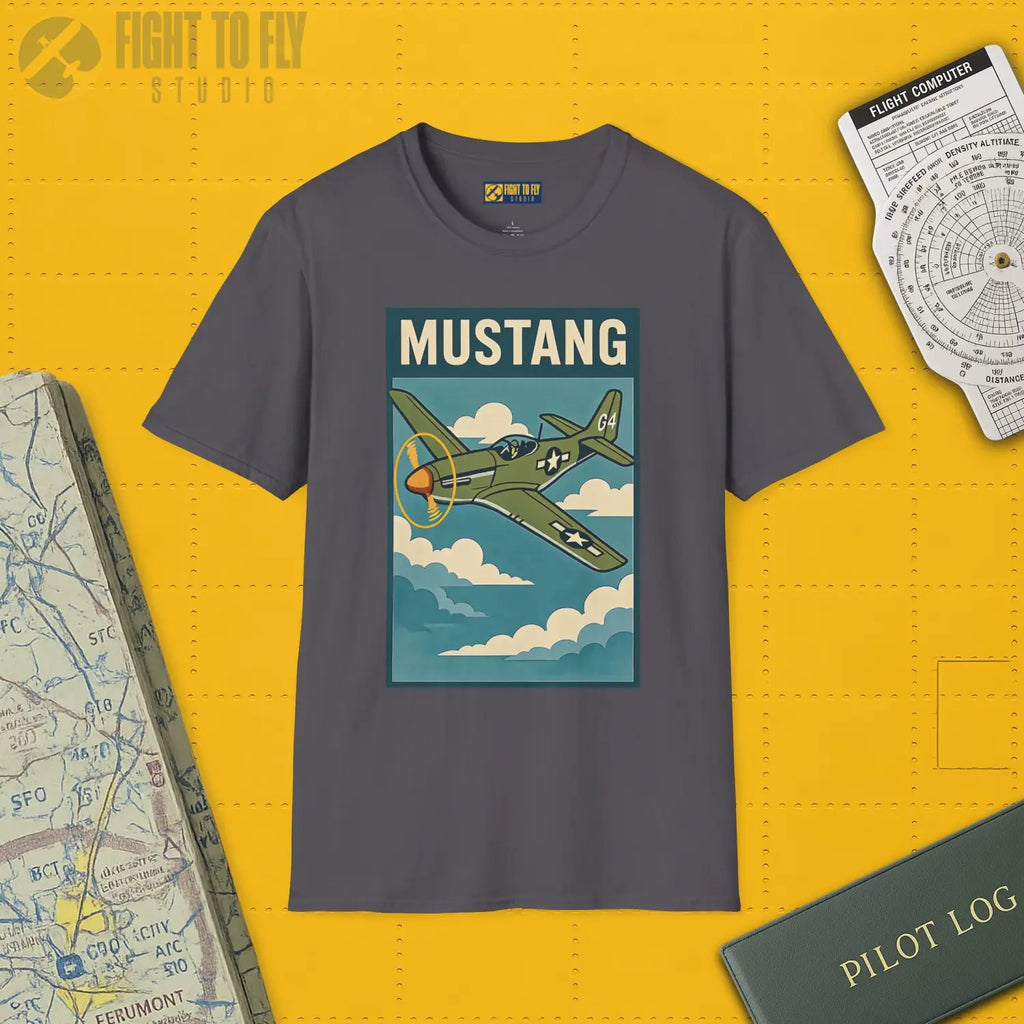P-51D Mustang Premium Full Graphic T-Shirt - Pilot gifts - WWII warbird t-shirt