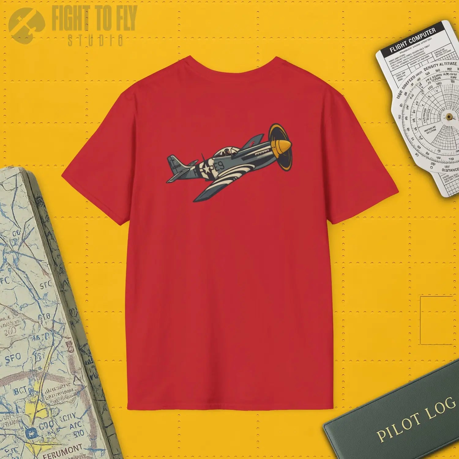 P-51D Mustang Premium Full Graphic T-Shirt - Pilot gifts - WWII warbird t-shirt