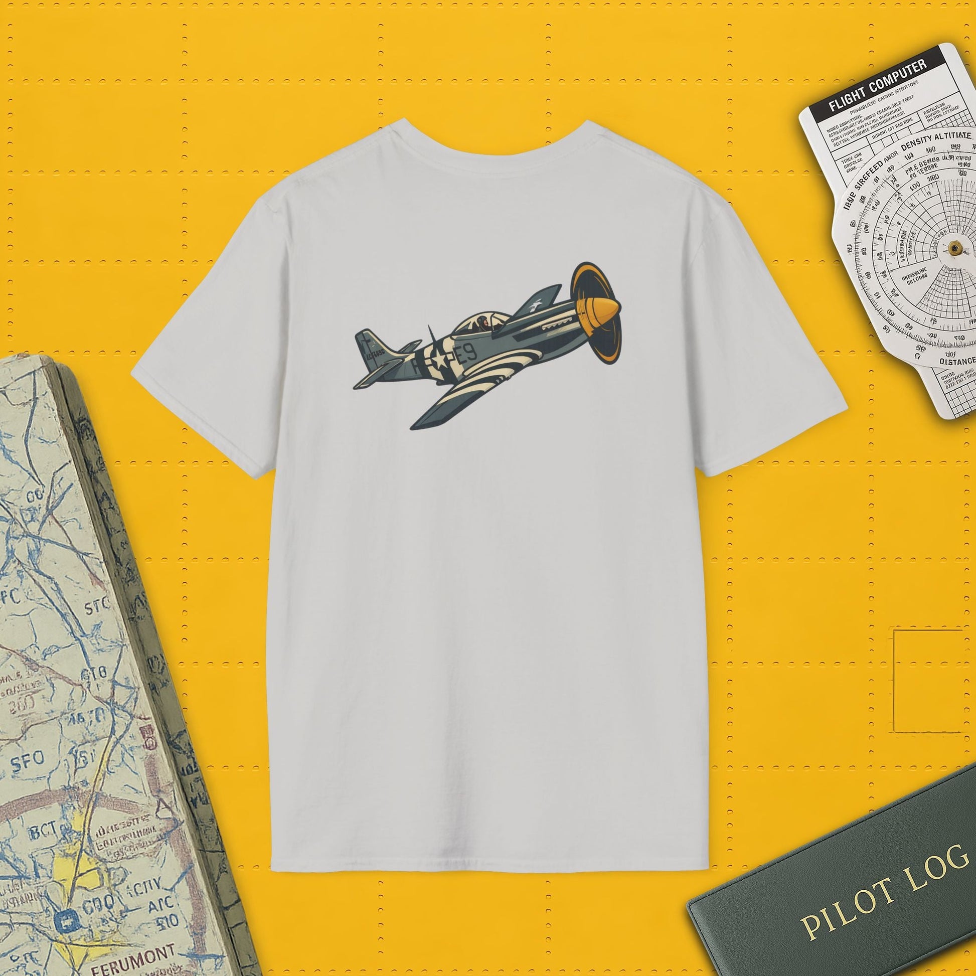 Mustang Premium T-Shirt – Long-Range Escort Fighter Full Graphic WWII Tee - Pilot gifts - warbird t-shirt