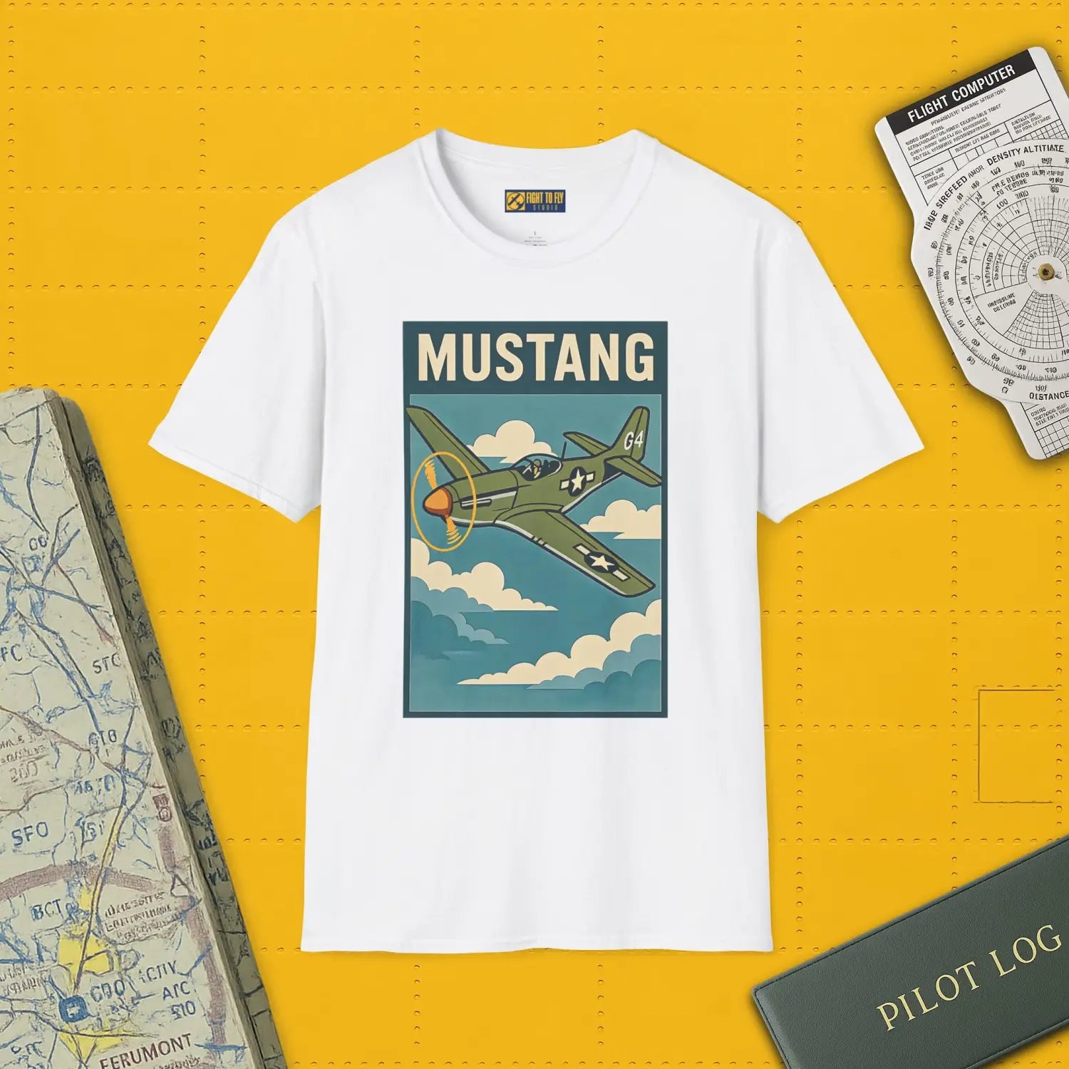 P-51D Mustang Premium Full Graphic T-Shirt - Pilot gifts - WWII warbird t-shirt