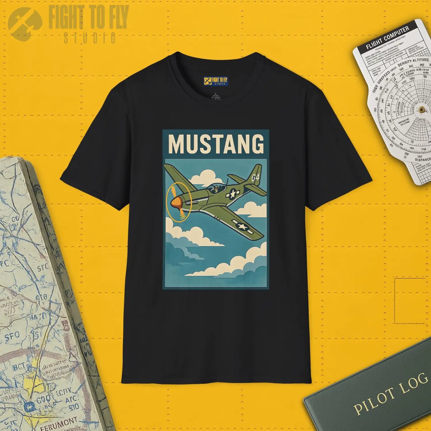 P-51D Mustang Premium Full Graphic T-Shirt - Pilot gifts - WWII warbird t-shirt