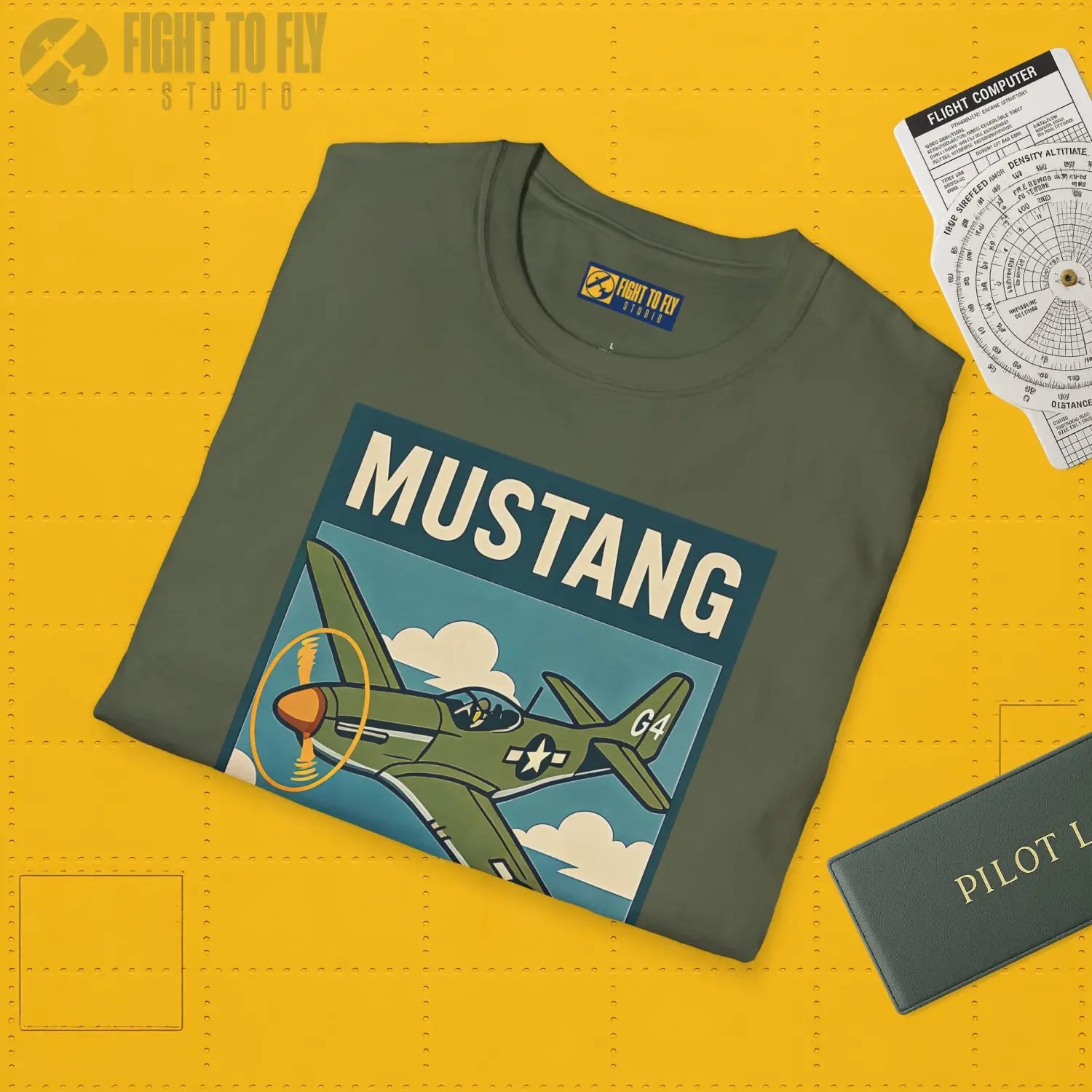 P-51D Mustang Premium Full Graphic T-Shirt - Pilot gifts - WWII warbird t-shirt
