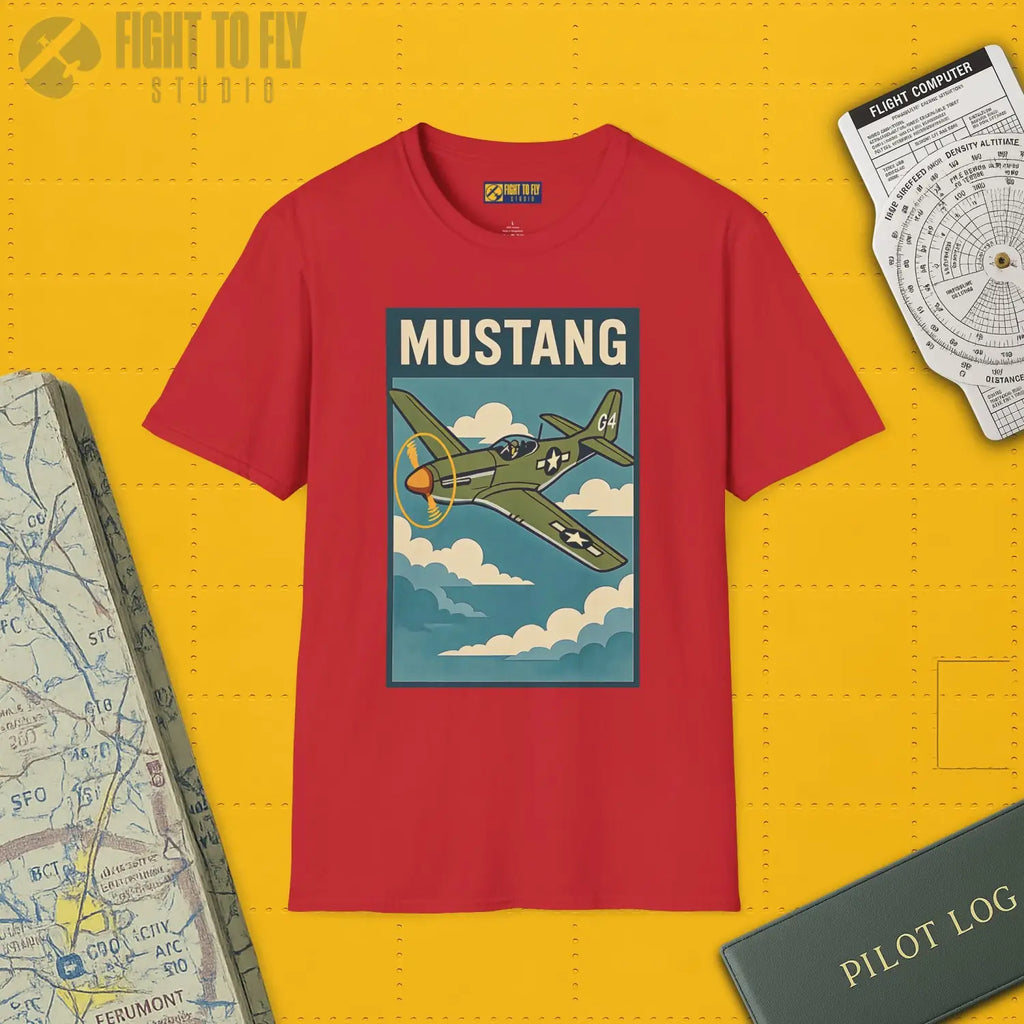 P-51D Mustang Premium Full Graphic T-Shirt - Pilot gifts - WWII warbird t-shirt