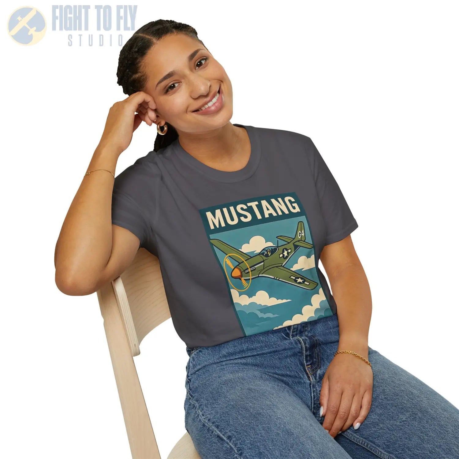 P-51D Mustang Premium Full Graphic T-Shirt - Pilot gifts - WWII warbird t-shirt