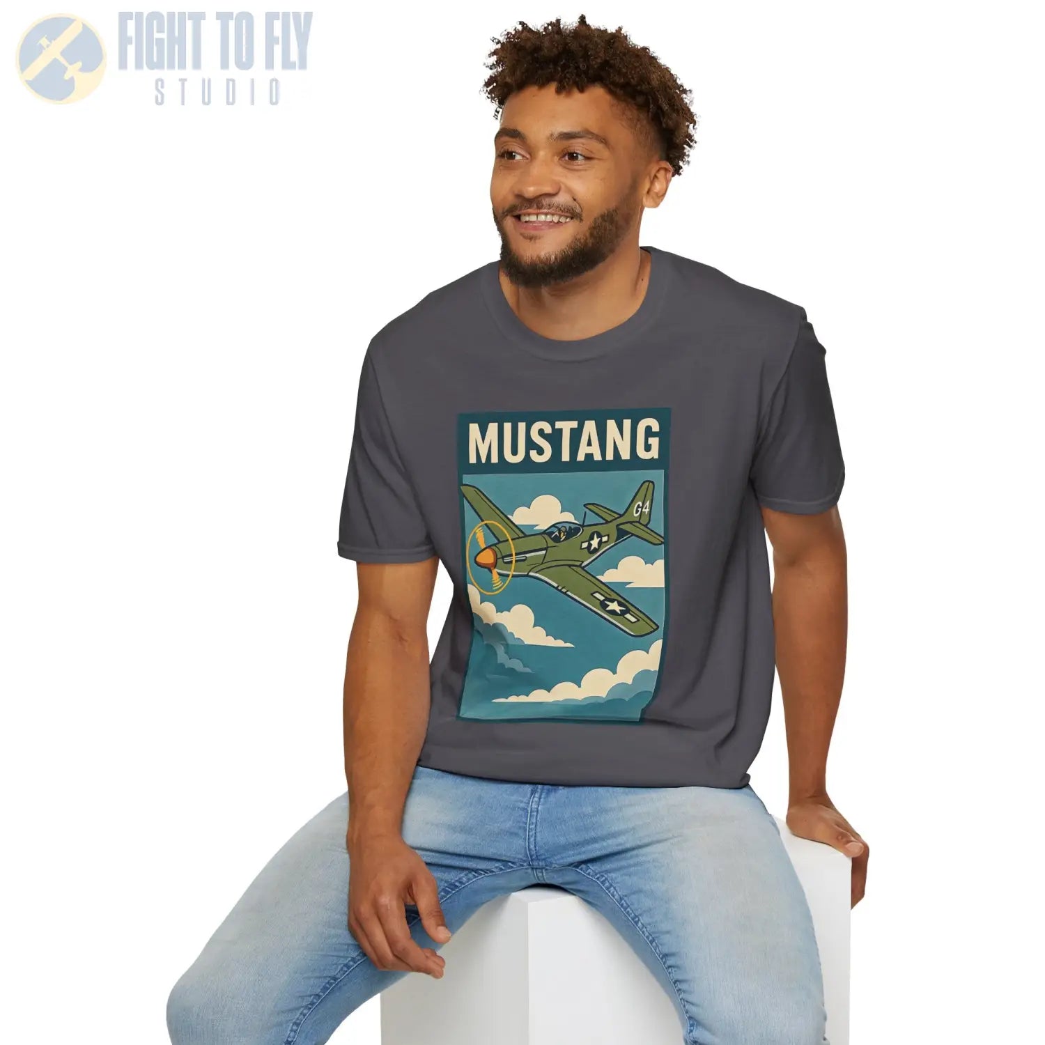 P-51D Mustang Premium Full Graphic T-Shirt - Pilot gifts - WWII warbird t-shirt