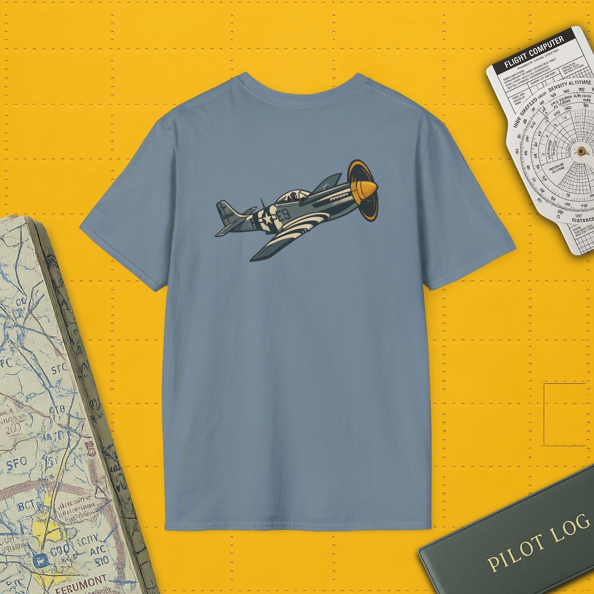 Mustang Premium T-Shirt – Long-Range Escort Fighter Full Graphic WWII Tee - Pilot gifts - warbird t-shirt
