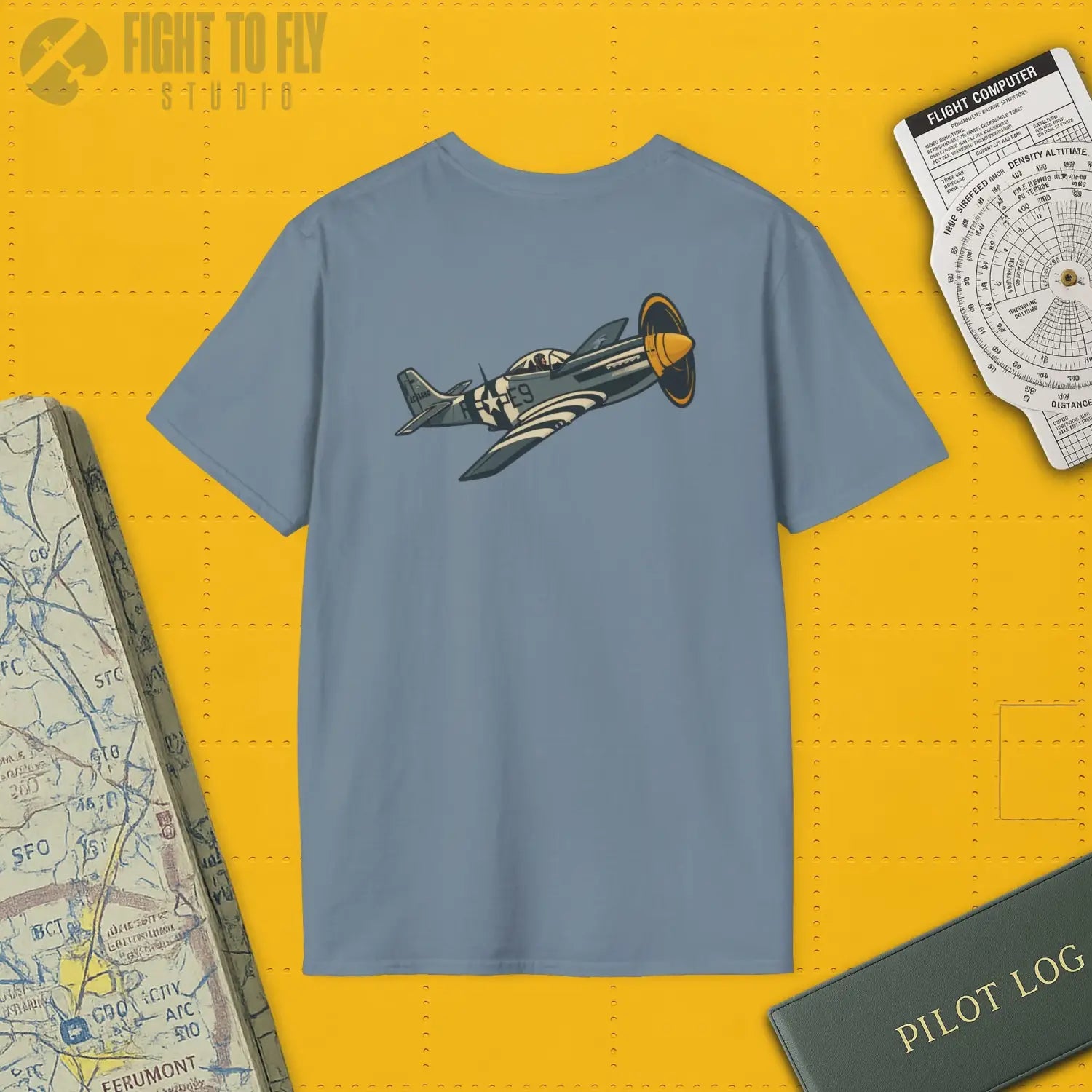 P-51D Mustang Premium Full Graphic T-Shirt - Pilot gifts - WWII warbird t-shirt