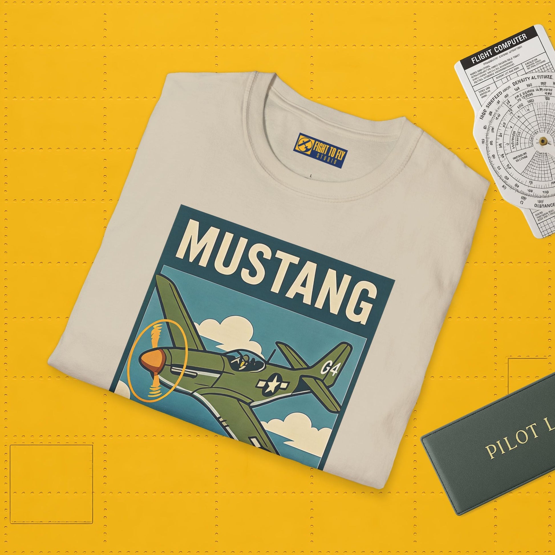 Mustang Premium T-Shirt – Long-Range Escort Fighter Full Graphic WWII Tee - Pilot gifts - warbird t-shirt