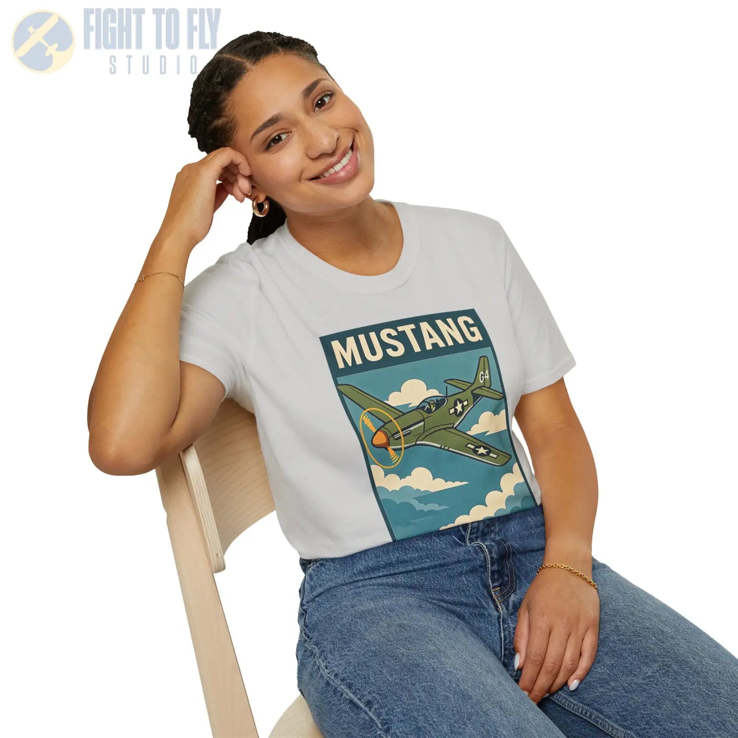 P-51D Mustang Premium Full Graphic T-Shirt - Pilot gifts - WWII warbird t-shirt