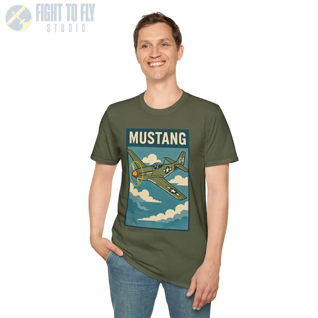 P-51D Mustang Premium Full Graphic T-Shirt - Pilot gifts - WWII warbird t-shirt
