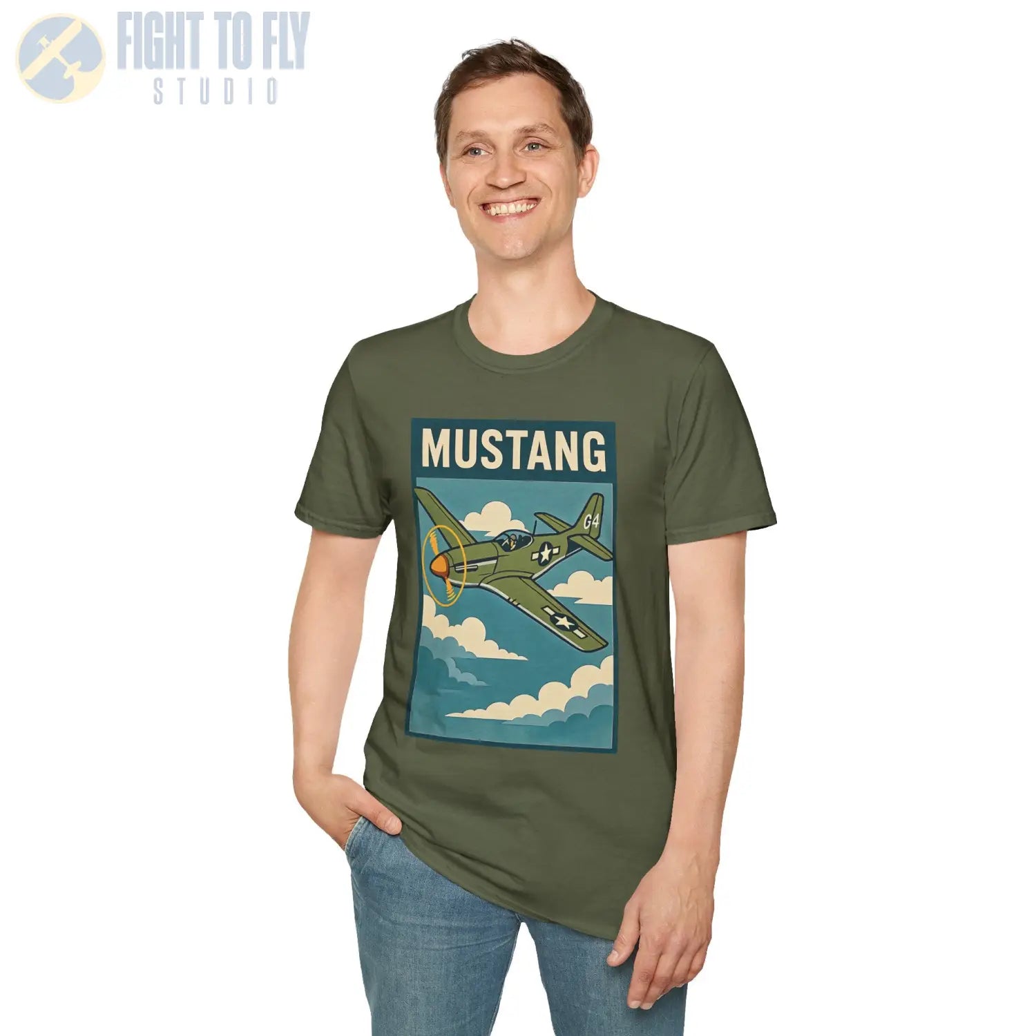 P-51D Mustang Premium Full Graphic T-Shirt - Pilot gifts - WWII warbird t-shirt