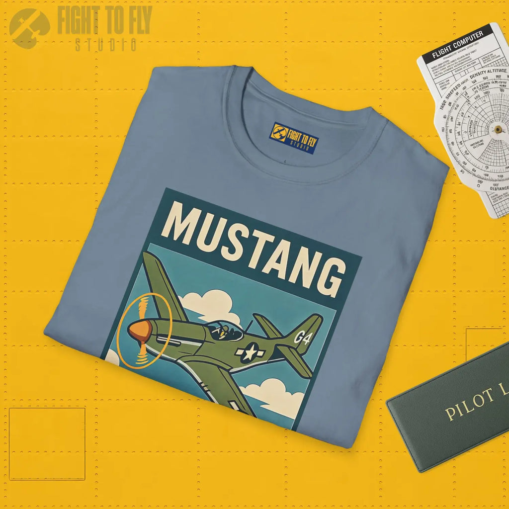 P-51D Mustang Premium Full Graphic T-Shirt - Pilot gifts - WWII warbird t-shirt