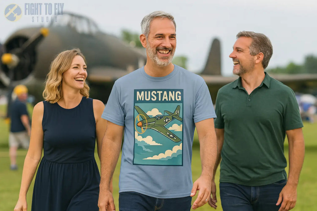 P-51D Mustang Premium Full Graphic T-Shirt - Pilot gifts - WWII warbird t-shirt