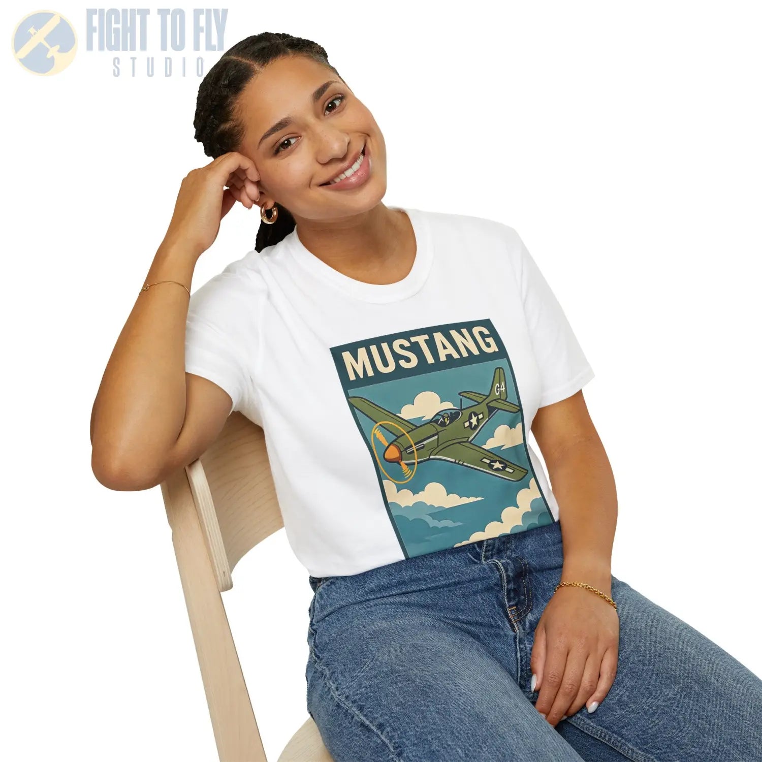 P-51D Mustang Premium Full Graphic T-Shirt - Pilot gifts - WWII warbird t-shirt