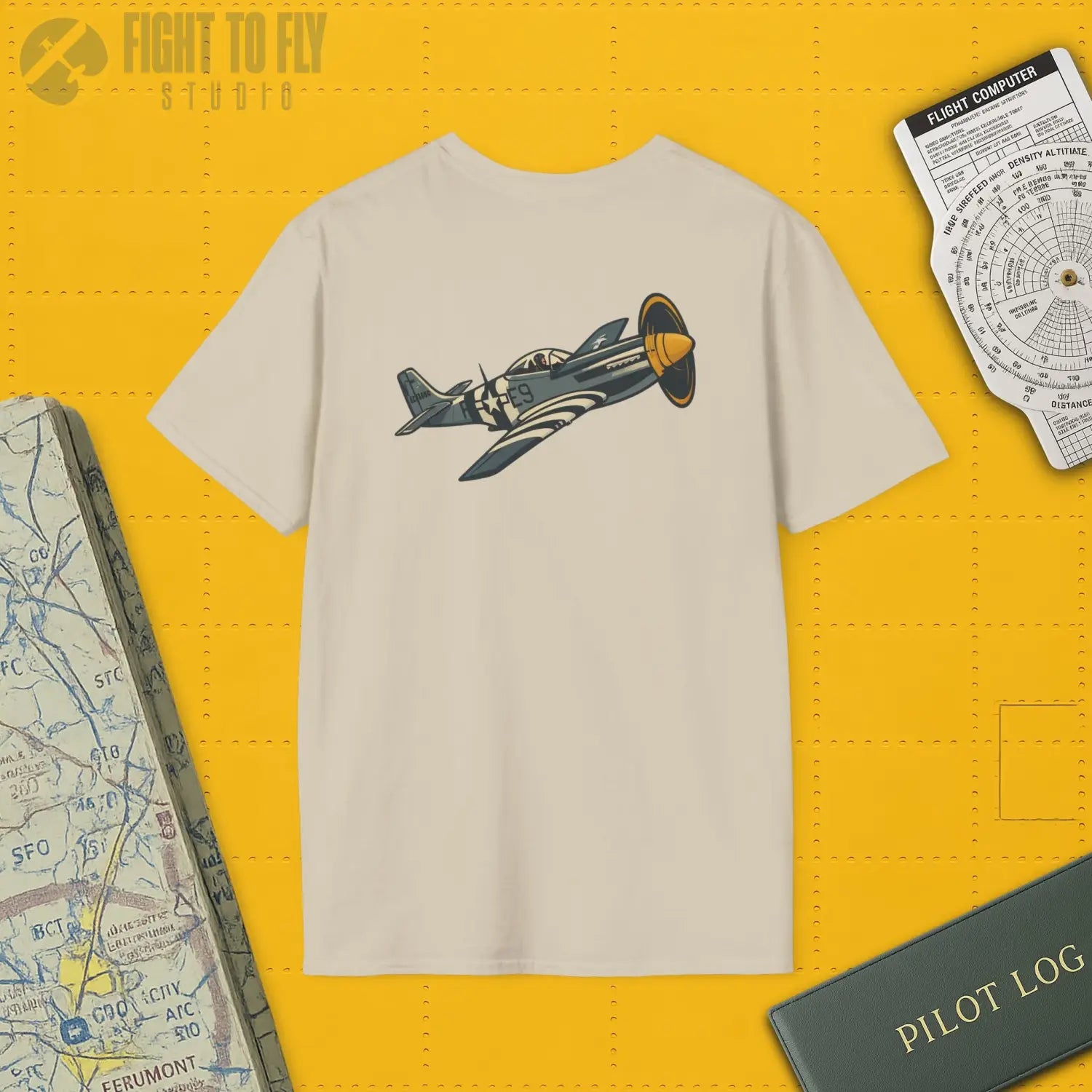 P-51D Mustang Premium Full Graphic T-Shirt - Pilot gifts - WWII warbird t-shirt